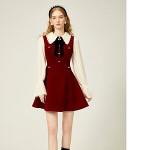 Jorya Weekend Winter New Vintage Sleeveless Dress with Brand Metal Buckl…